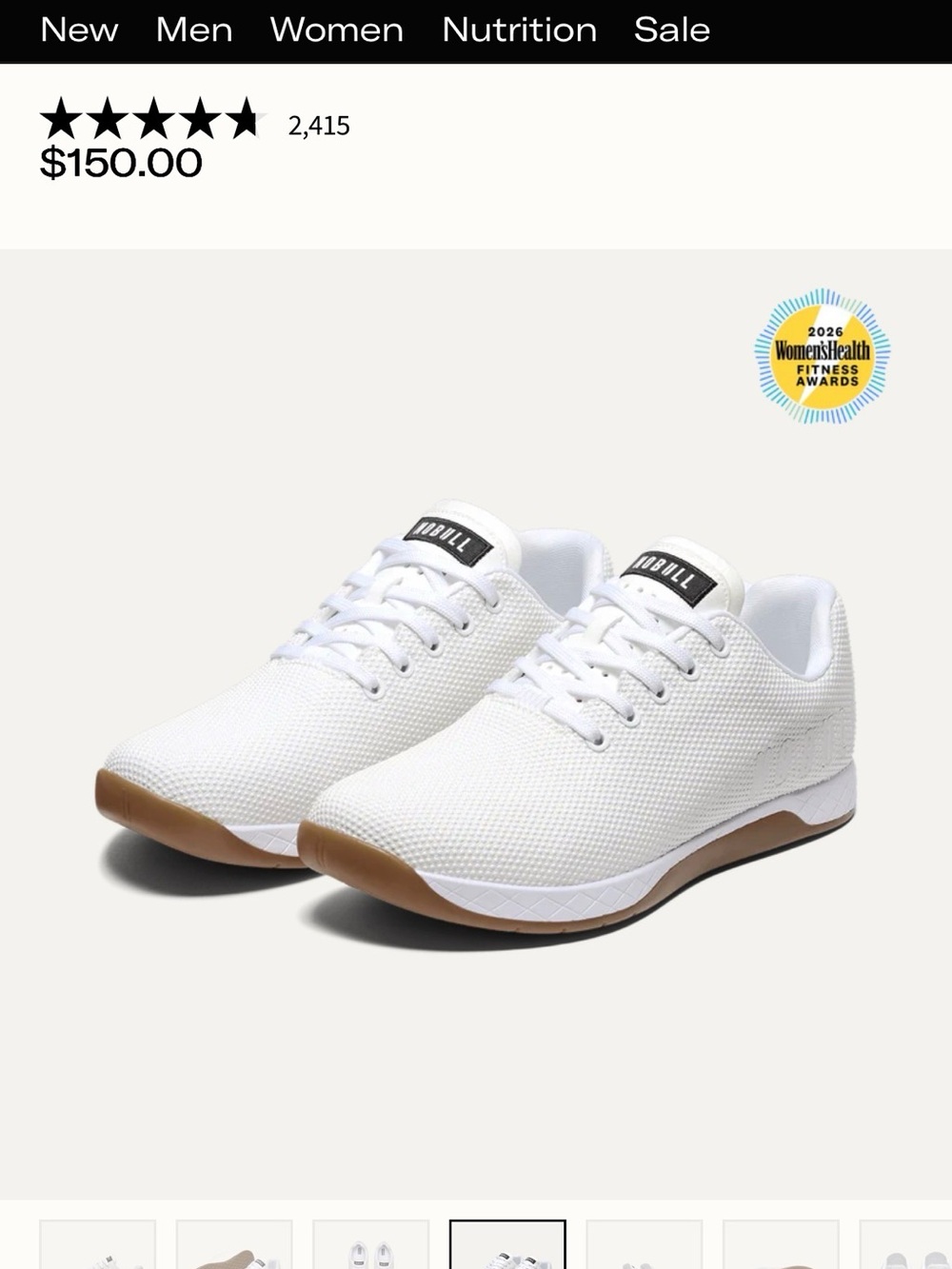 NOBULL Men’s White Trainers with Gum Outsole